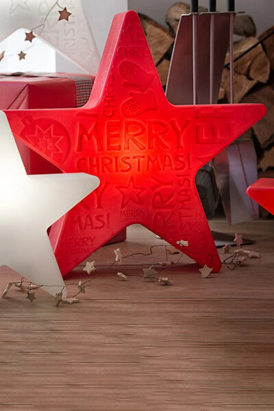 8 Seasons Design Dekoleuchte Shining Star Merry Christmas rot 60 cm