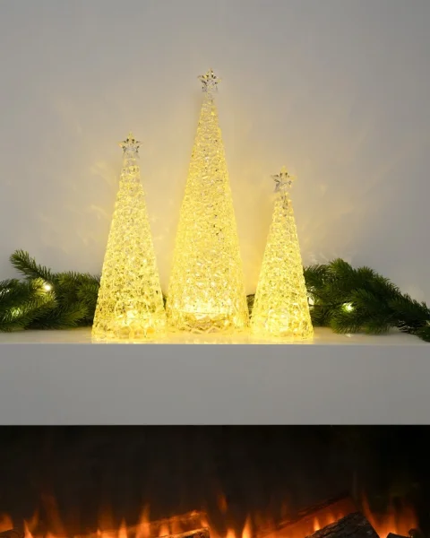 Sompex Weihnachtsbaum Tischleuchte Glamor silber Batteriebetrieben 28 cm