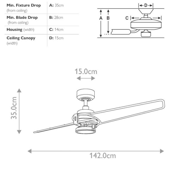 Design Deckenventilator Xety 142 cm LED dimmbar Nickel