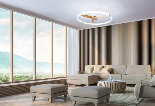 Mantra Nepal Deckenventilator LED Fernbedienung dimmbar weiß buche