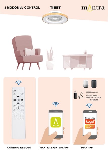 Mantra Tibet Deckenventilator LED Fernbedienung dimmbar weiß