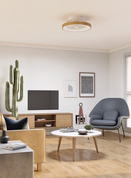 Mantra Tibet mini Deckenventilator LED Fernbedienung dimmbar holz weiß