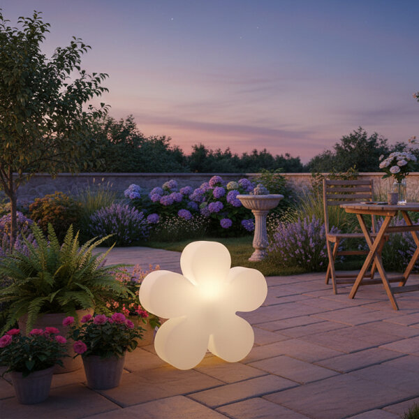 8 Seasons Design Motivleuchte Shining Flower 40 cm weiß