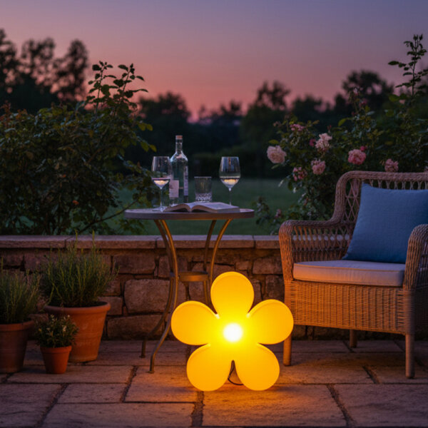 8 Seasons Design Motivleuchte Shining Flower 40 cm gelb