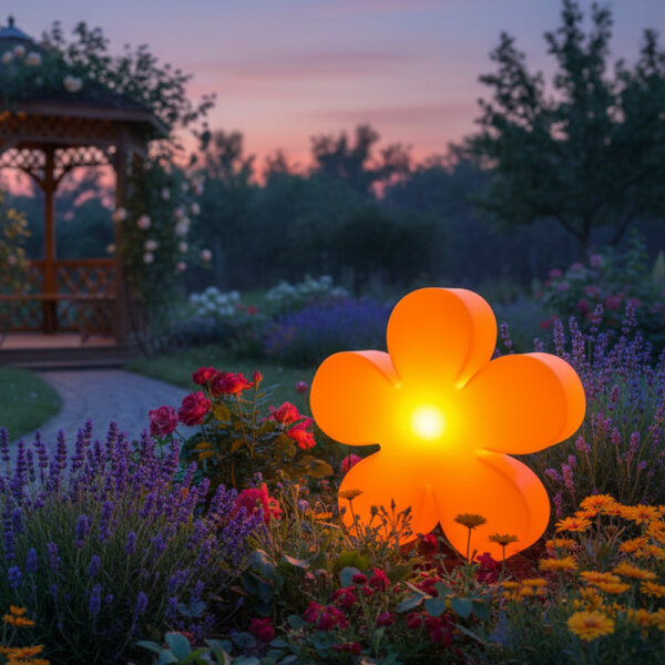 8 Seasons Design Motivleuchte Shining Flower 40 cm orange