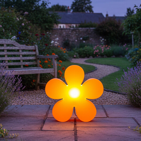8 Seasons Design Motivleuchte Shining Flower 40 cm orange