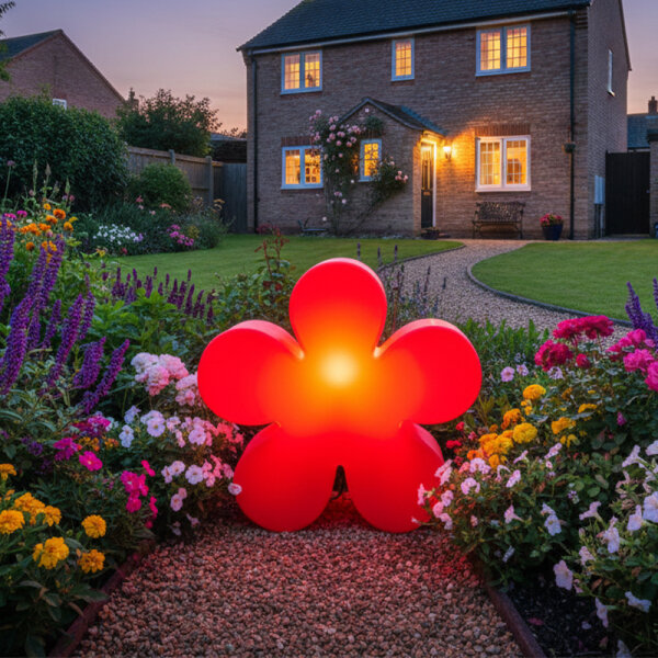 8 Seasons Design Motivleuchte Shining Flower 60 cm rot