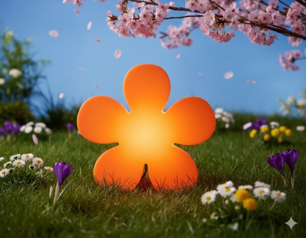 8 Seasons Design Motivleuchte Shining Flower 60 cm orange