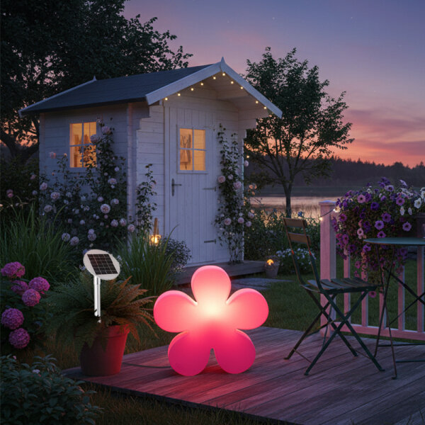 8 Seasons Design Motivleuchte Shining Flower Solar 40 cm pink