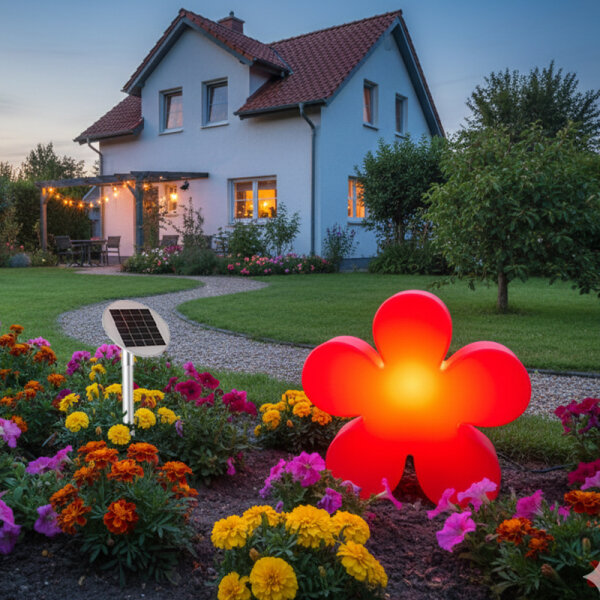8 Seasons Design Motivleuchte Shining Flower Solar 40 cm rot