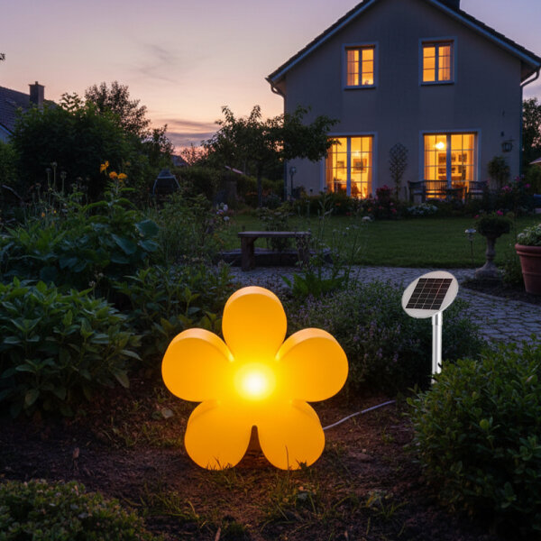8 Seasons Design Motivleuchte Shining Flower Solar 40 cm gelb