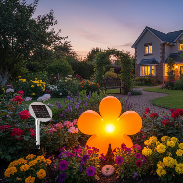 8 Seasons Design Motivleuchte Shining Flower Solar 40 cm orange