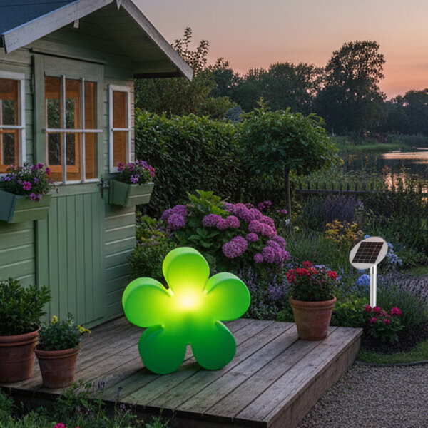8 Seasons Design Motivleuchte Shining Flower Solar 60 cm grün