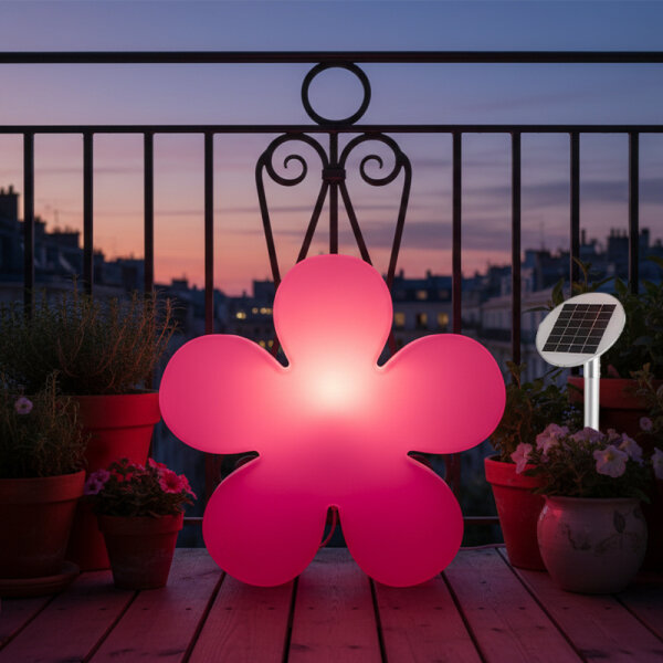 8 Seasons Design Motivleuchte Shining Flower Solar 60 cm pink