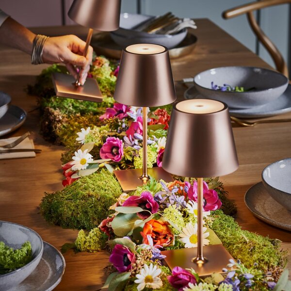 Sigor Nuindie mini 25 USB-C bronze rund Akku-Tischleuchte LED