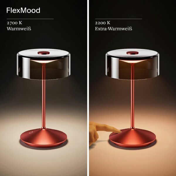 Sigor Numotion 265 kirschrot Akku Glas Tischleuchte LED