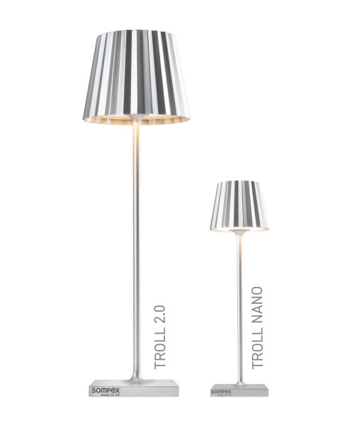 Sompex Troll Nano Akku LED Tischleuchte Outdoorleuchte silber
