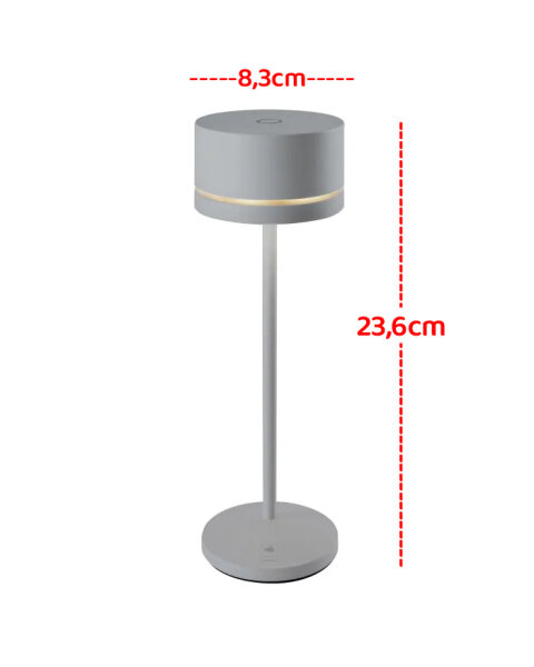 Leonardo Monza Akku LED Tischleuchte grau