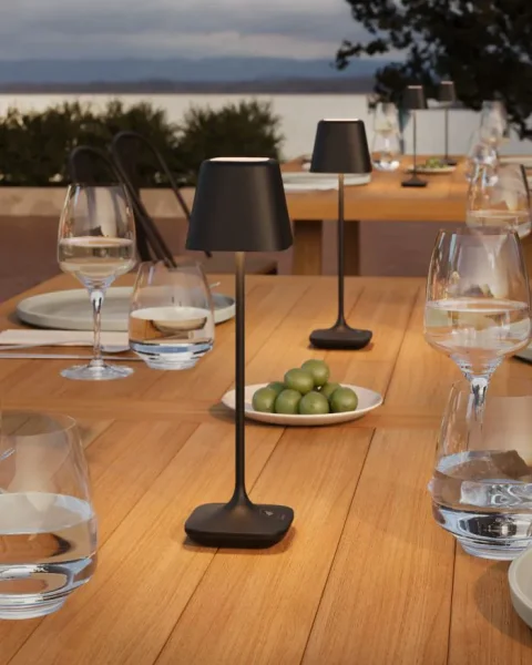 Leonardo Capri Akku LED Tischleuchte schwarz