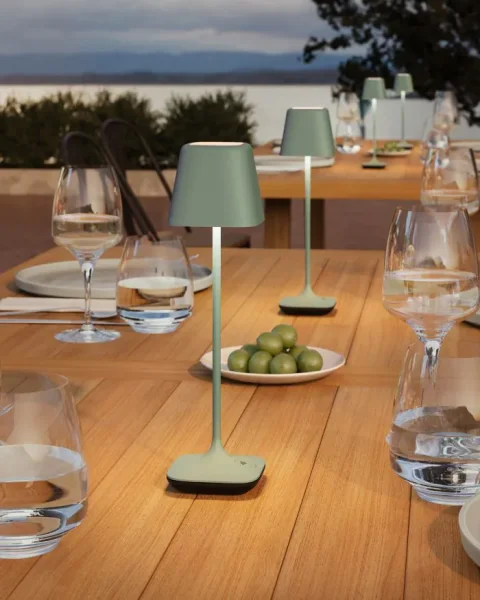 Leonardo Capri Akku LED Tischleuchte olivgrün