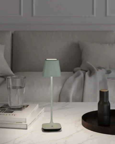 Leonardo Capri Akku LED Tischleuchte olivgrün