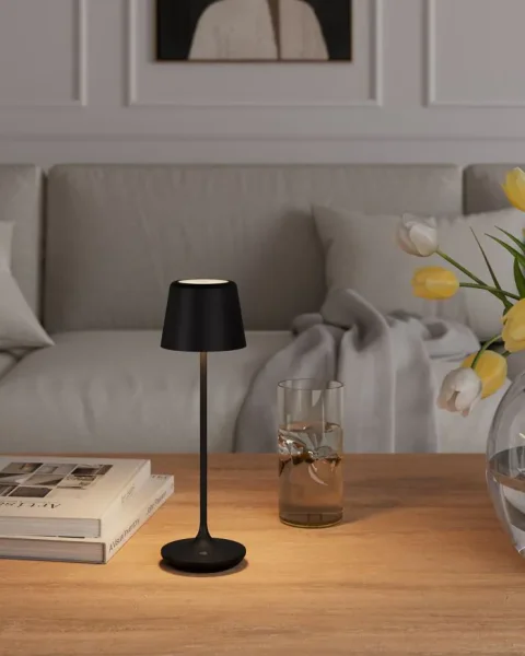 Leonardo Bari Akku LED Tischleuchte schwarz