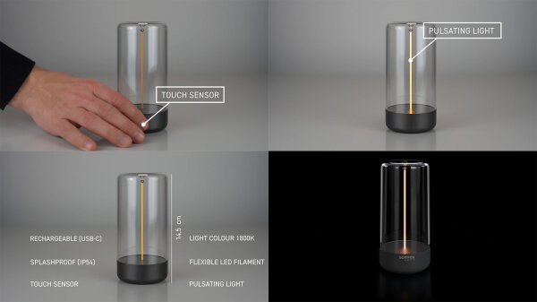 Sompex Pulse Akku LED Tischleuchte anthrazit