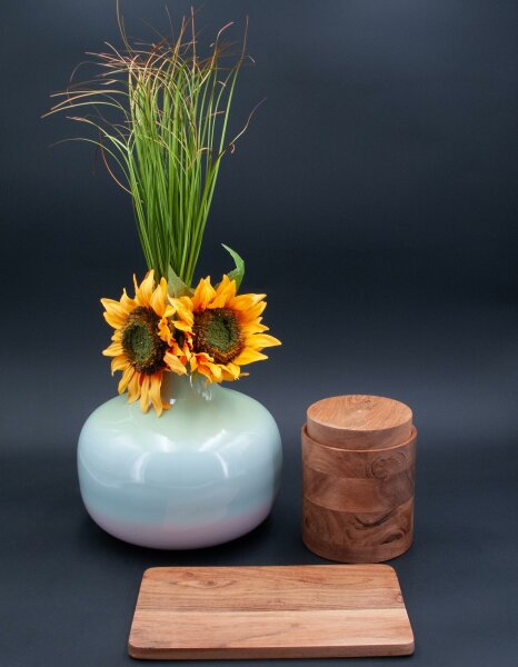 Saigon Vase mit Metallring rund Farbverlauf grün/blau/rosa