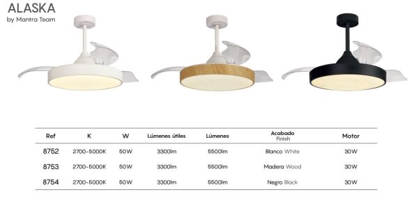 Mantra Alaska Deckenventilator LED Fernbedienung dimmbar Holzoptik