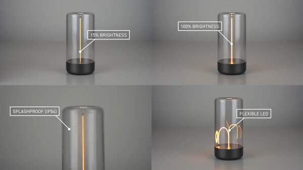 Sompex Pulse Akku LED Tischleuchte silber