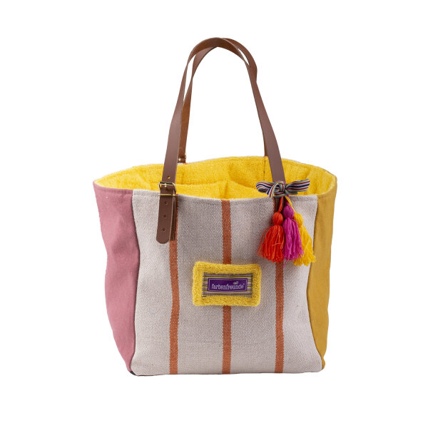Canvas Tote Bag Stripes Corail von farbenfreunde