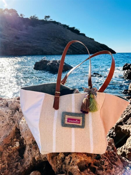 Canvas Tote Bag Stripes Noir von farbenfreunde