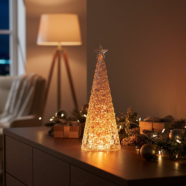 Sompex Weihnachtsbaum Tischleuchte Glamor rot Batteriebetrieben 28 cm