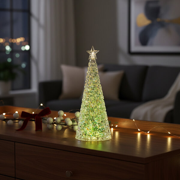 Sompex Weihnachtsbaum Tischleuchte Glamor grün Batteriebetrieben 28 cm