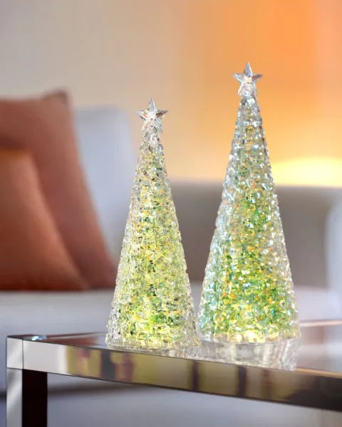 Sompex Weihnachtsbaum Tischleuchte Glamor grün Batteriebetrieben 28 cm