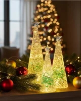 Sompex Weihnachtsbaum Tischleuchte Glamor grün Batteriebetrieben 28 cm