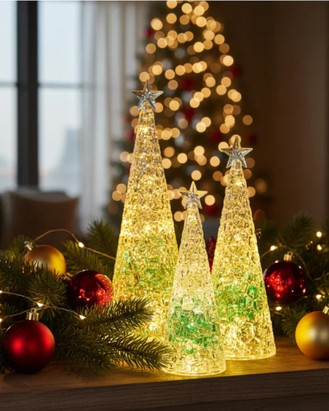 Sompex Weihnachtsbaum Tischleuchte Glamor grün Batteriebetrieben 33 cm