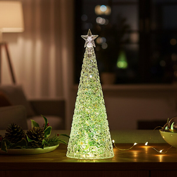 Sompex Weihnachtsbaum Tischleuchte Glamor grün Batteriebetrieben 44 cm