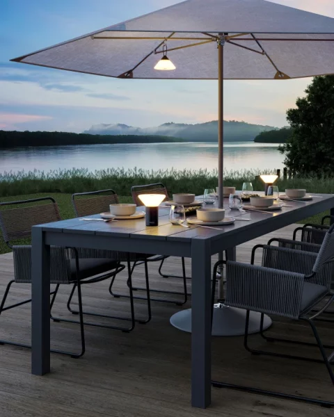 Sompex Mikono Akku-Tisch- Pendelleuchte grau