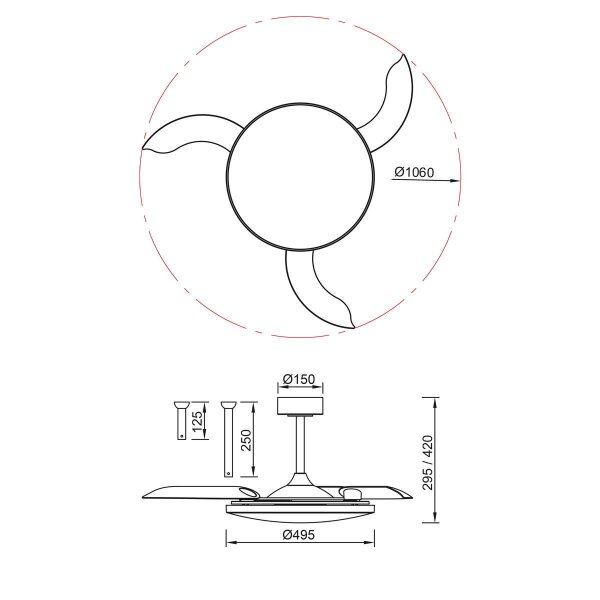 Mantra Slim Fan Deckenventilator mit LED Beleuchtung schwarz