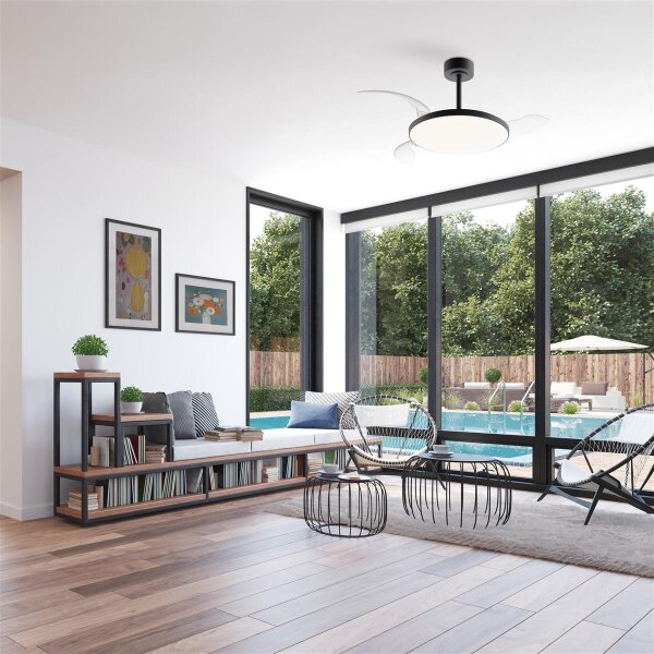 Mantra Slim Fan Deckenventilator mit LED Beleuchtung schwarz