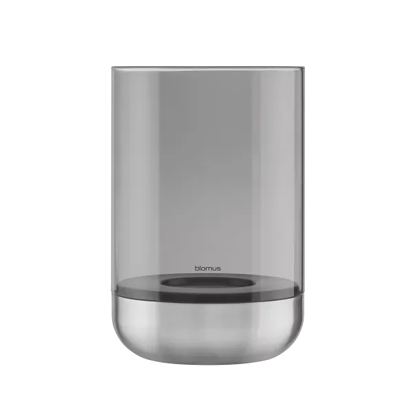 blomus Windlicht -CALMA- Edelstahl matt, Glas Smoke Size L