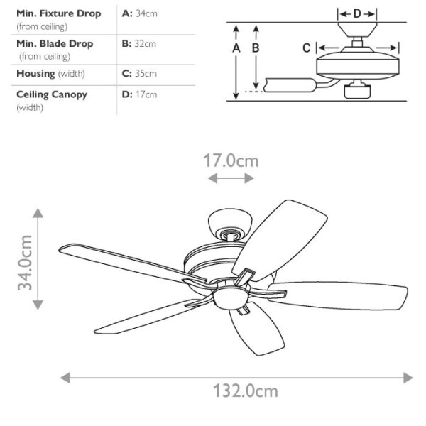 Kichler Deckenventilator Monarch II 132cm Burnished Antique Pewter