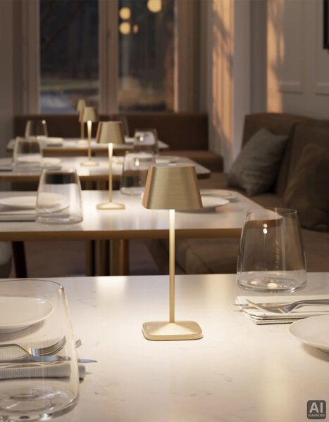 Villeroy & Boch Neapel Micro RC gold gebürstet Akku Tischleuchte