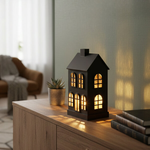 Sompex Dekoleuchte Glamor House schwarz 23cm