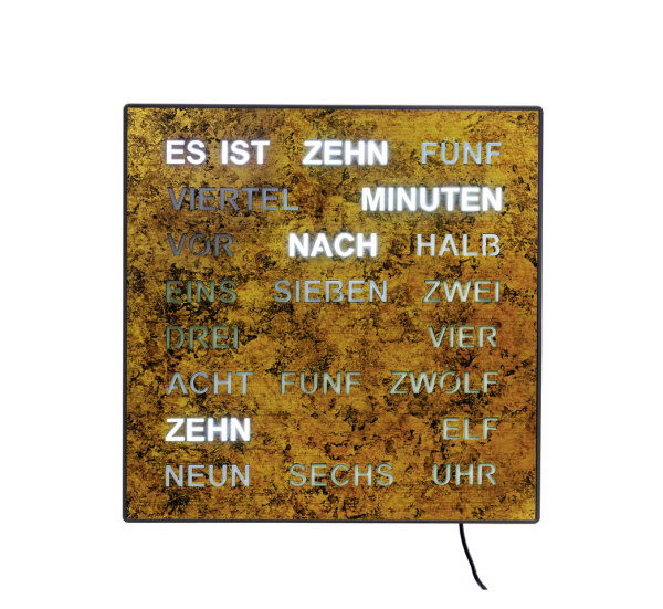 Intertime Wort-Uhr Word 28 wurzeldekor gold