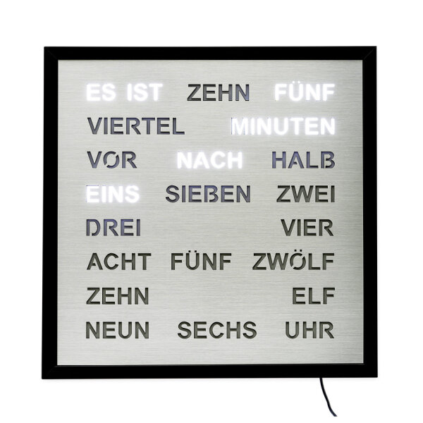 Intertime Wort-Uhr Word 40 alu brushed