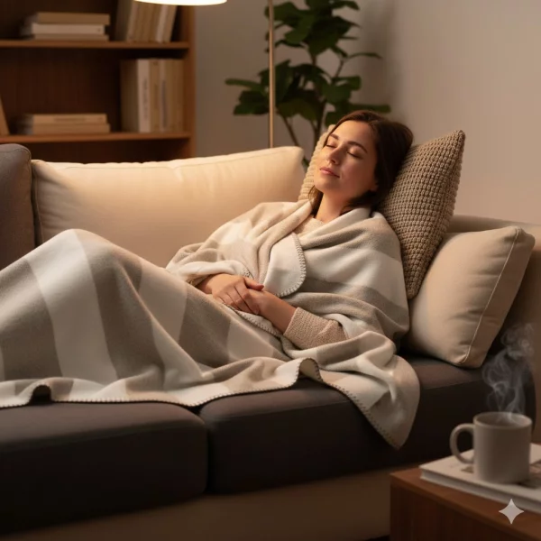 Riema Kuscheldecke Stine beige-weiß