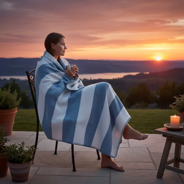 Riema Kuscheldecke Stine blau-weiß