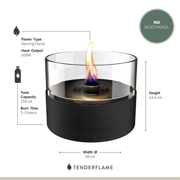 Tenderflame Café 18 Concrete Ceramic Tischfeuer